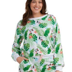 Disney Women's Small Minnie Mouse Shirt Crew Neck Tropical Floral Longsleeve